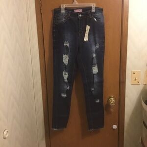 Ks more Dark Wash Destroyed Distressed High Waisted Skinny Jeans 11